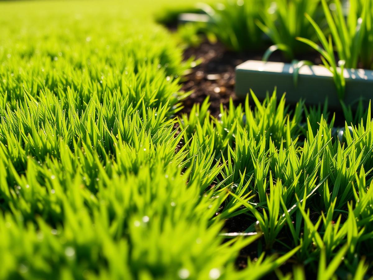 Freshly cut striped lawn with sharp edging